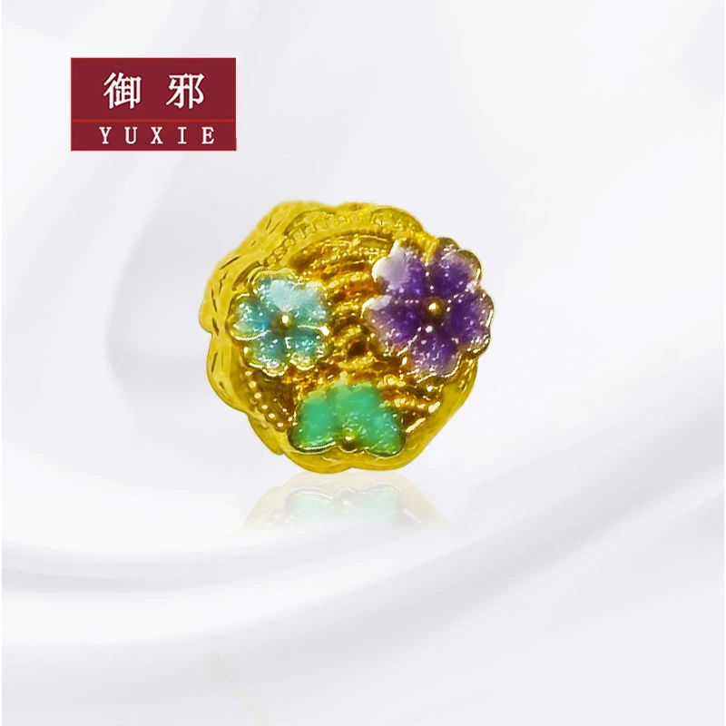 黄金转运珠DIY手链繁花串珠小配件足金花丝珠路路通手串女款手工