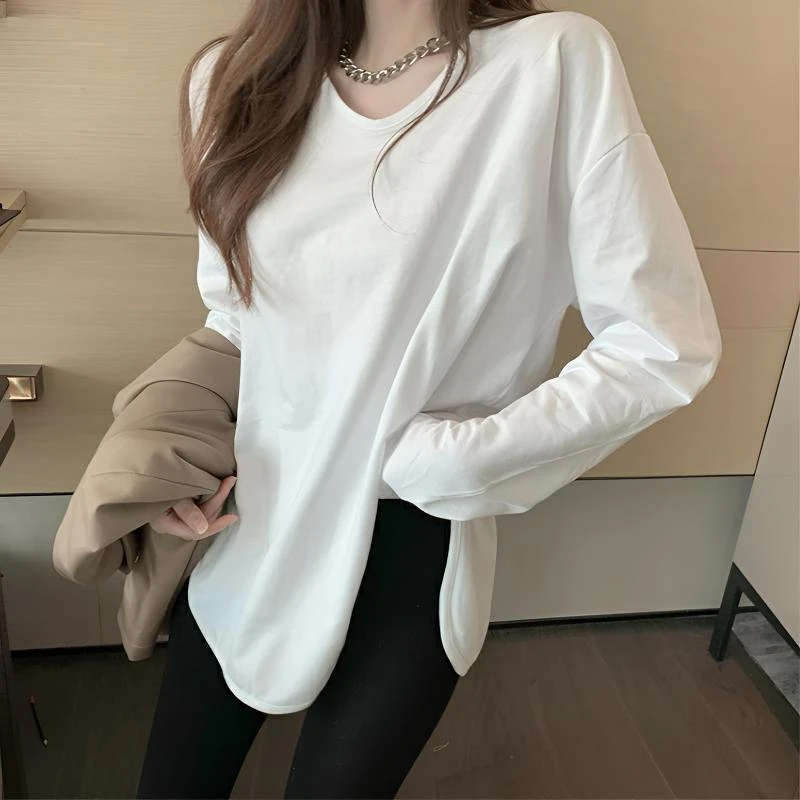 又飒又迷人！白色打底衫女内搭秋冬2025新款上衣加绒小个子长袖t恤