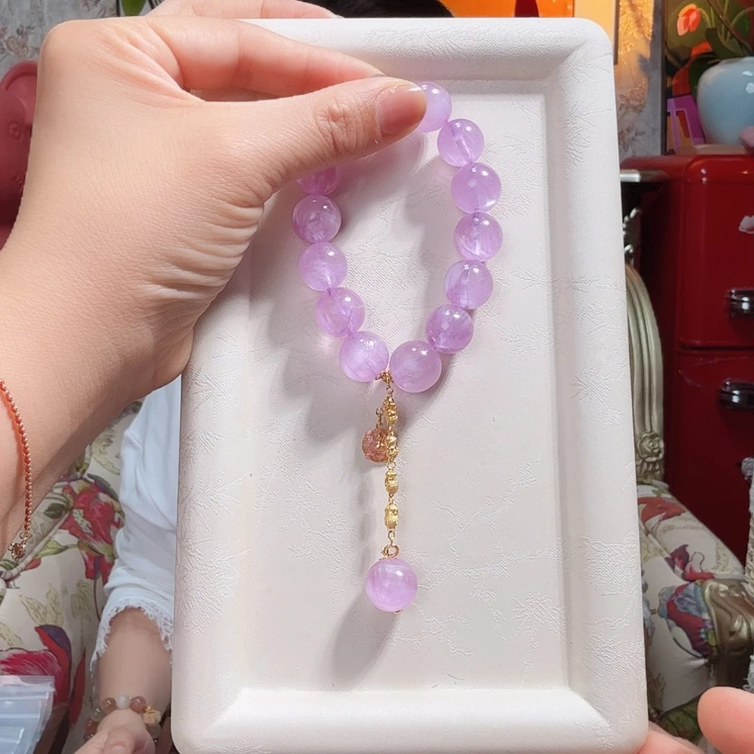 锂辉石手串18K金镶嵌