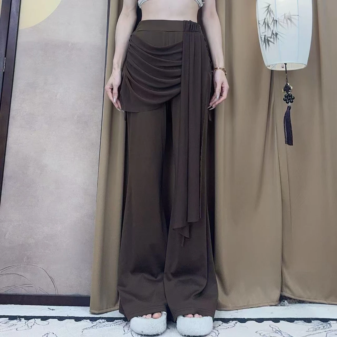 2025夏季新款微喇现代舞蹈裤高腰显瘦飘带修身屁帘练功形体裤