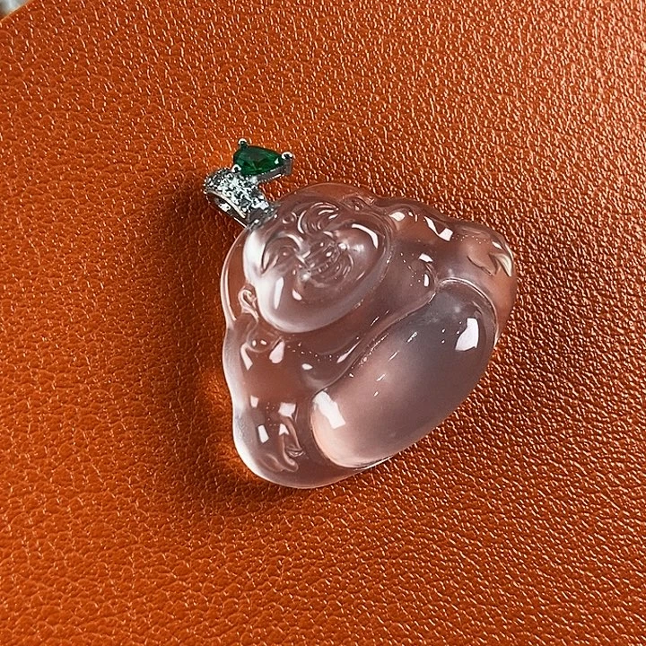 石英质玉银S925镀金镶嵌颈饰