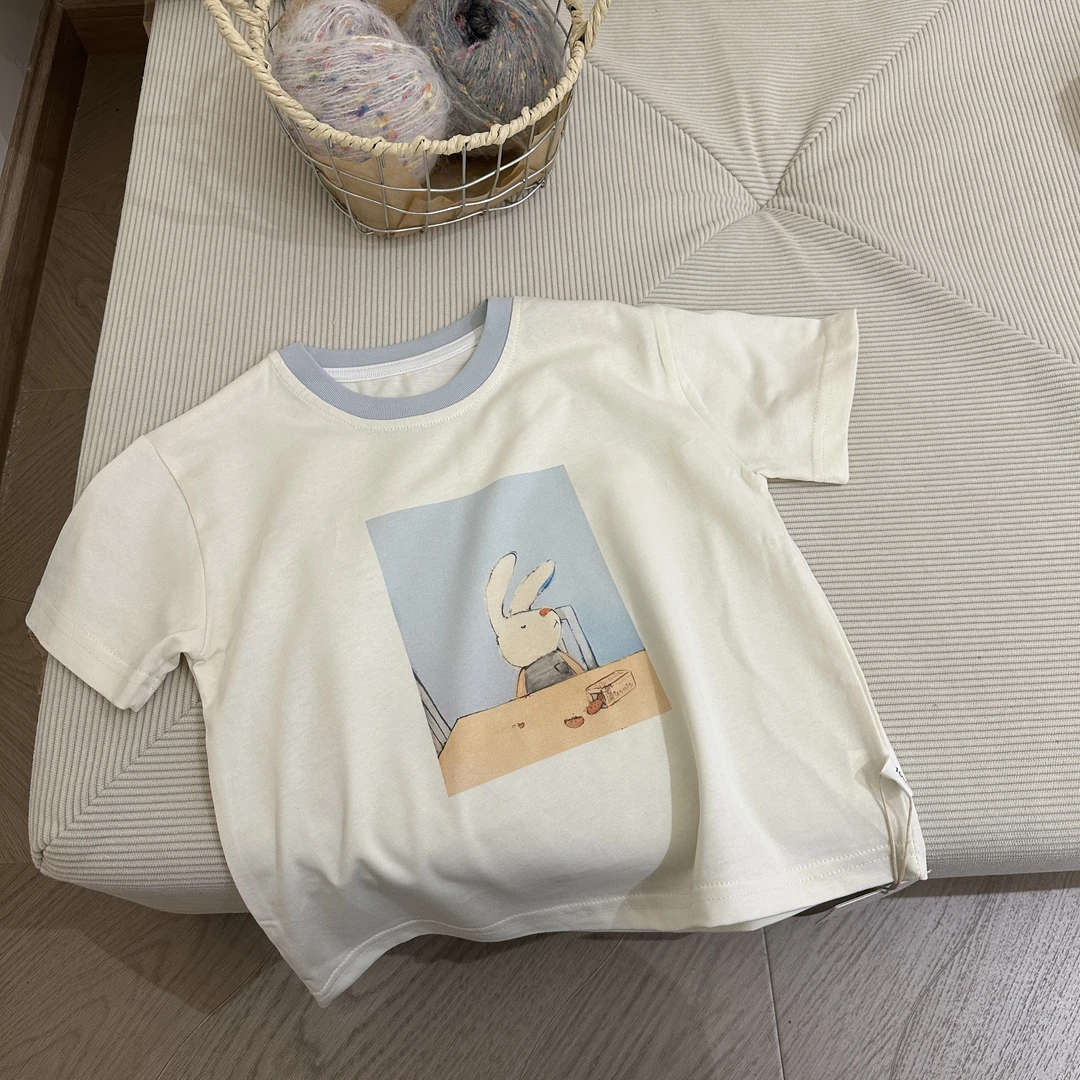 HM177-儿童小童卡通兔短袖春夏新款T恤韩版男童印花休闲短袖