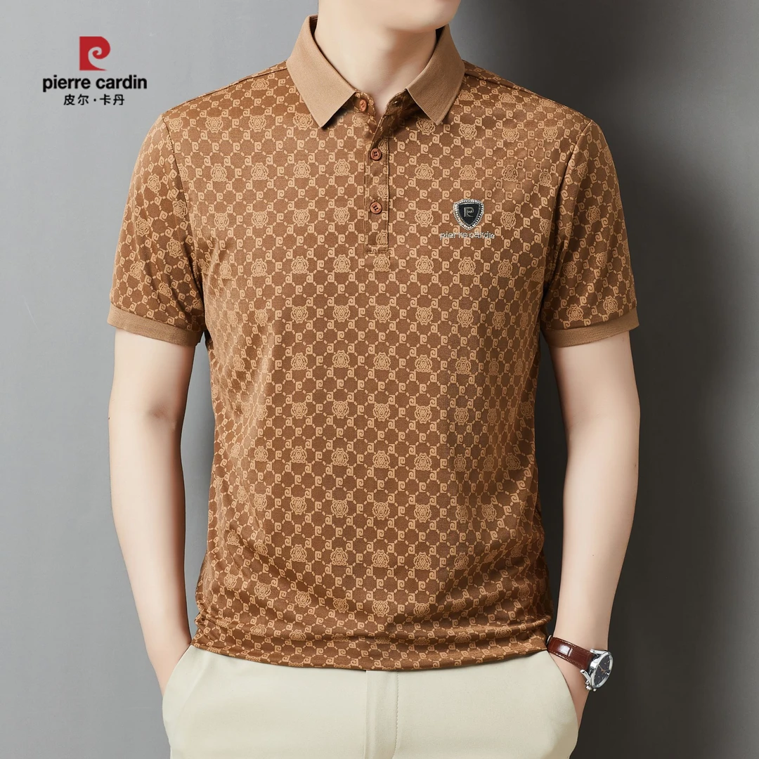 皮尔卡丹轻奢高档男士冰丝翻领polo衫夏季休闲商务时尚中年T恤衫