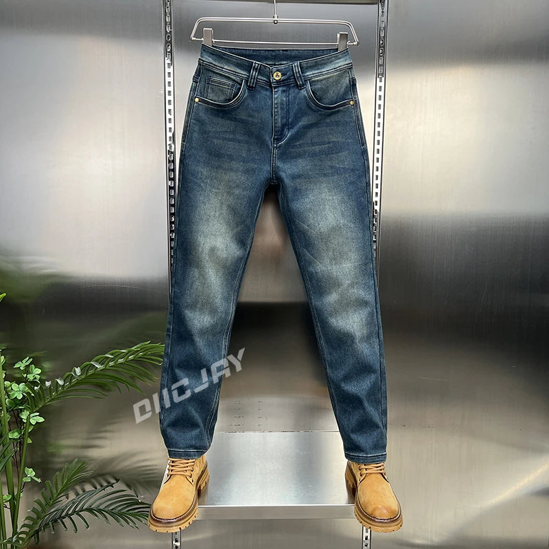 【高端】秋季男款简欧风小直筒长裤牛仔裤石磨锥形裤微弹百搭男长裤