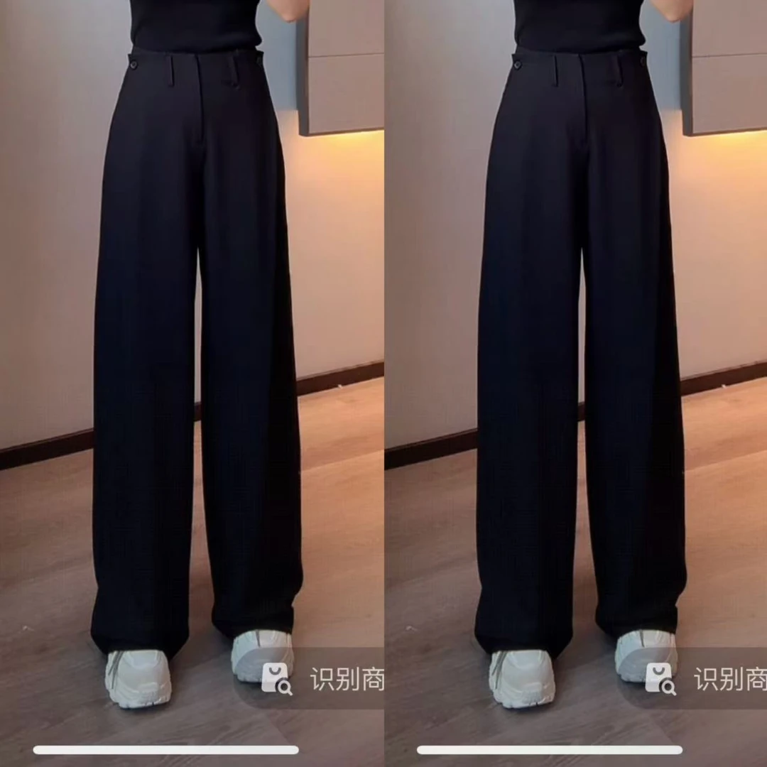 设计感垂感黑色显瘦休闲早秋新款美式直筒裤67808