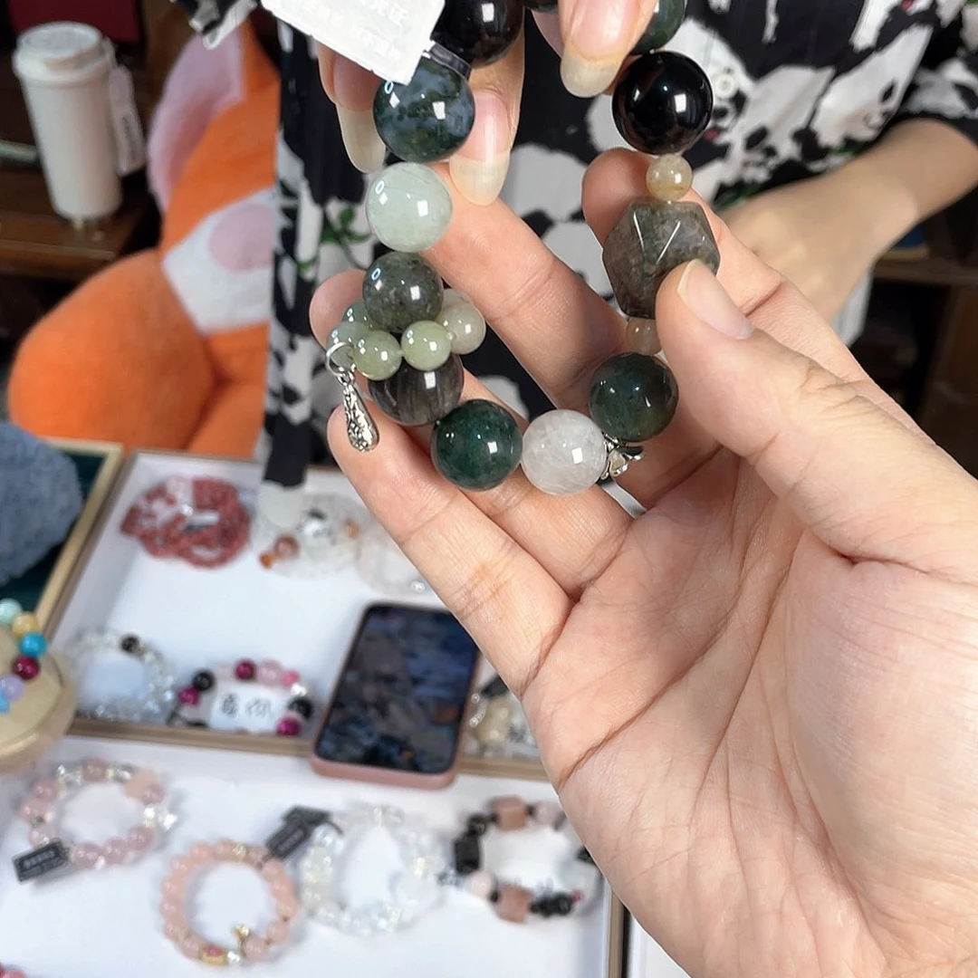 水晶手链银S925镀金镶嵌