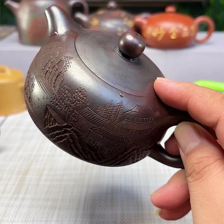 梁***库茶壶紫砂宜兴原矿泥料手工紫砂壶