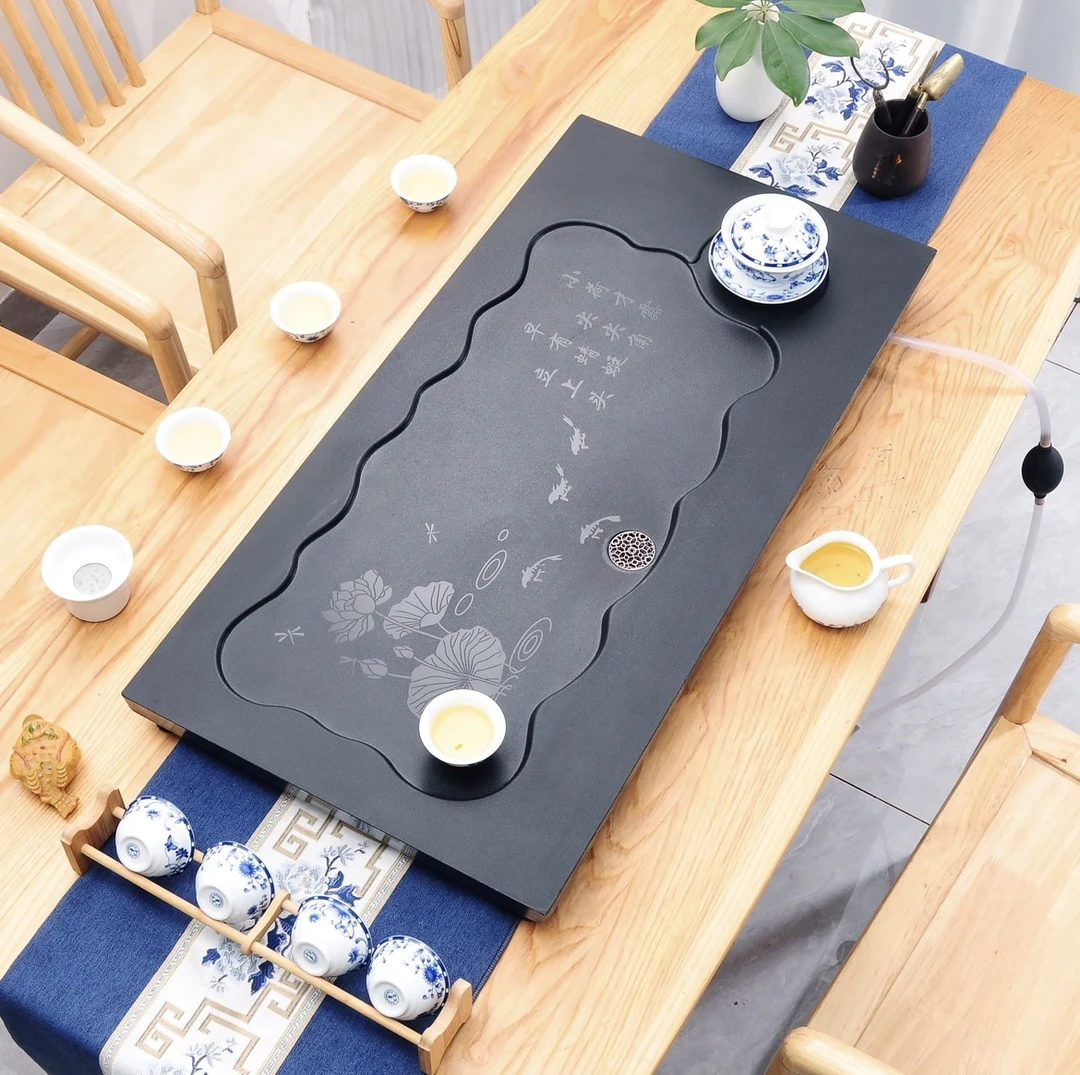 新款荷花家用办公两用阳台客厅直排下水式茶盘