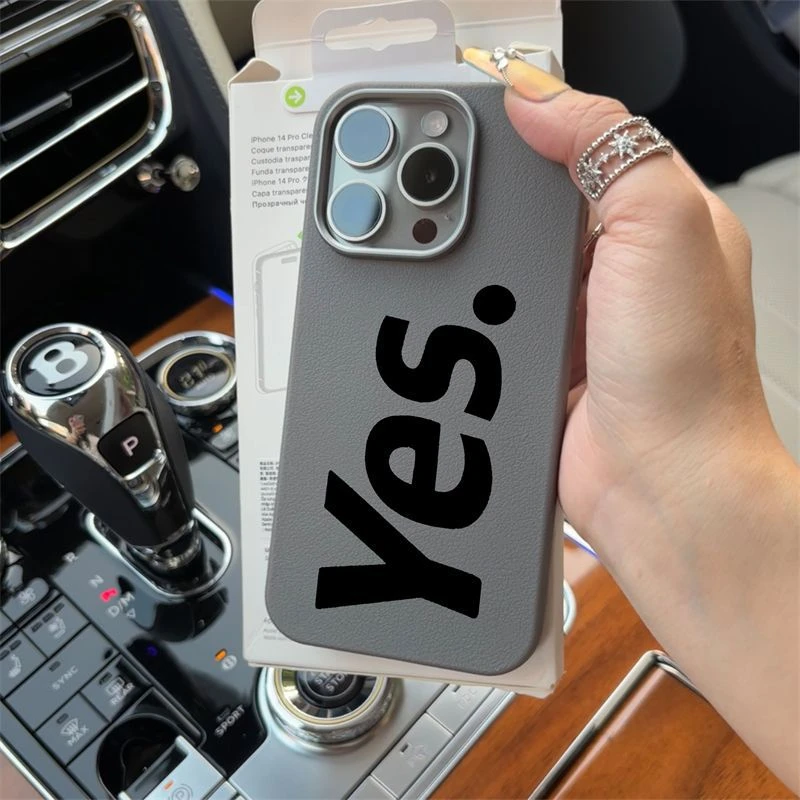 极简YES英文适用苹果16pro手机壳iphone15/14素皮13高级11可爱XR