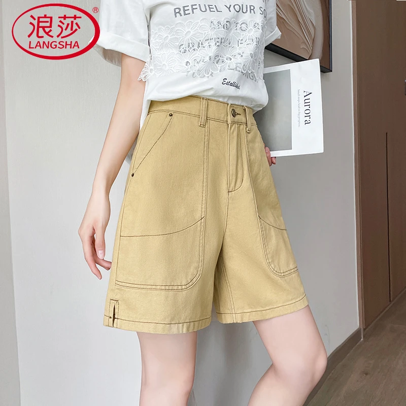 夏季开叉五分牛仔短裤女装夏装新款高腰高级感宽松显瘦a字热裤潮