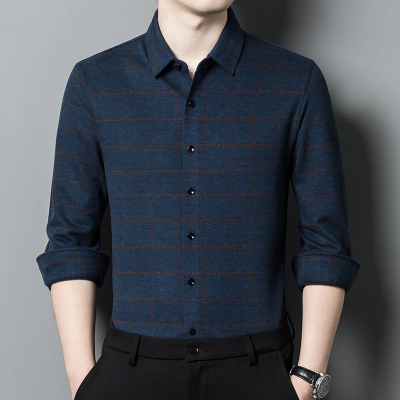 春秋季男士衬衫透气亲肤商务格子优质棉新品爆款宽松舒适轻奢时尚