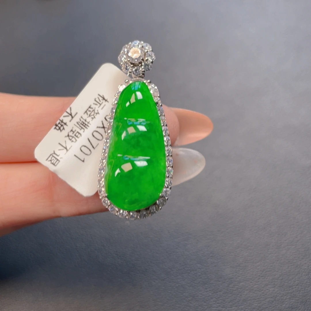 翡翠银S925镶嵌吊坠(不含链)