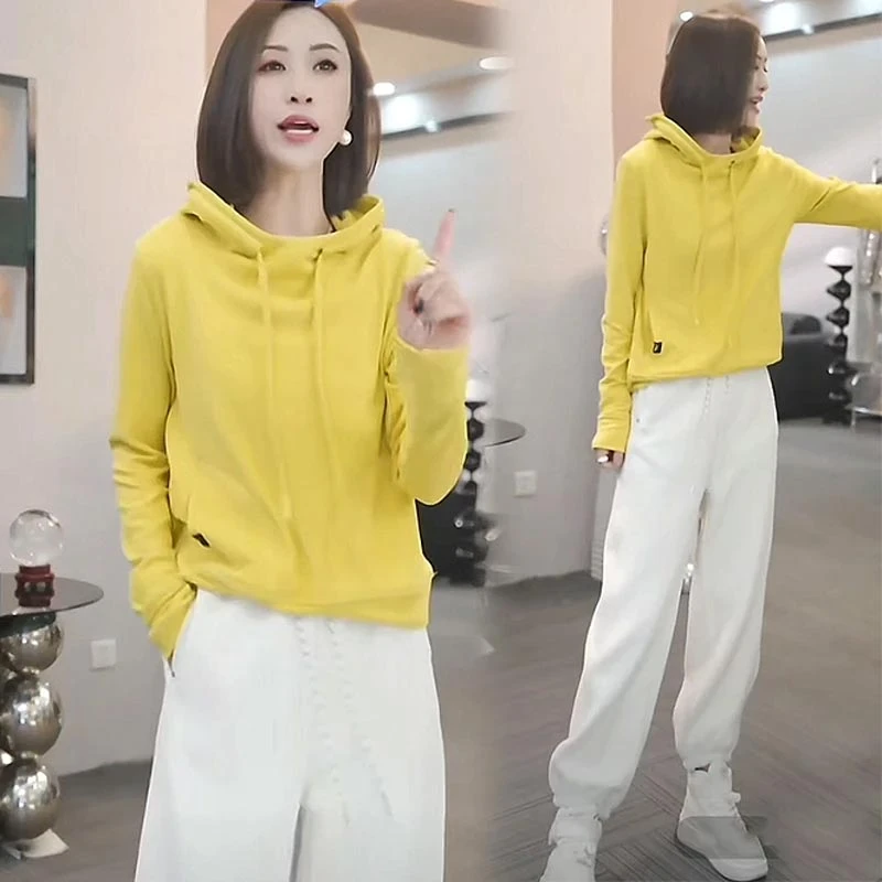 休闲连帽衫上衣女2026年春秋新款叠穿内搭时尚百搭设计感气质卫衣