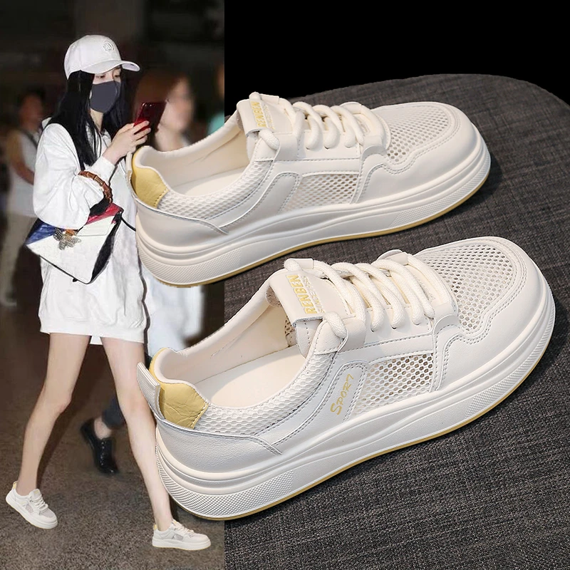网鞋女透气网面2025新款夏季镂空大网眼小白鞋学生薄款板鞋