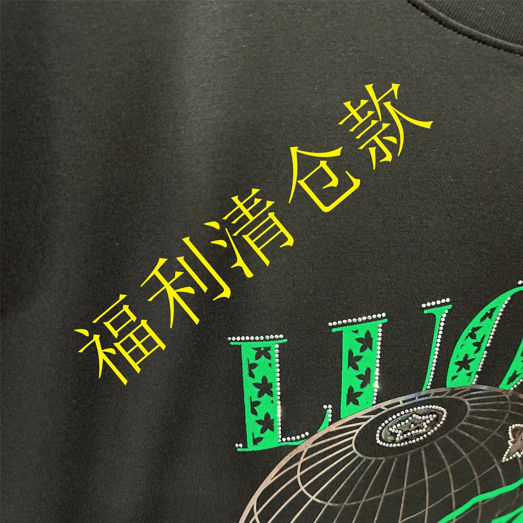 春夏款欧货YL圆圈字母烫胶钻男士品质高端轻奢洋气上档次短袖t恤