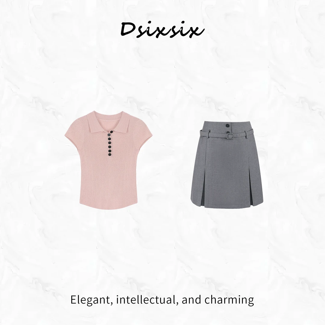 Yeah Me/也觅【桃雾梦境】夏季新款甜美少女风百搭短裙套装学院穿搭