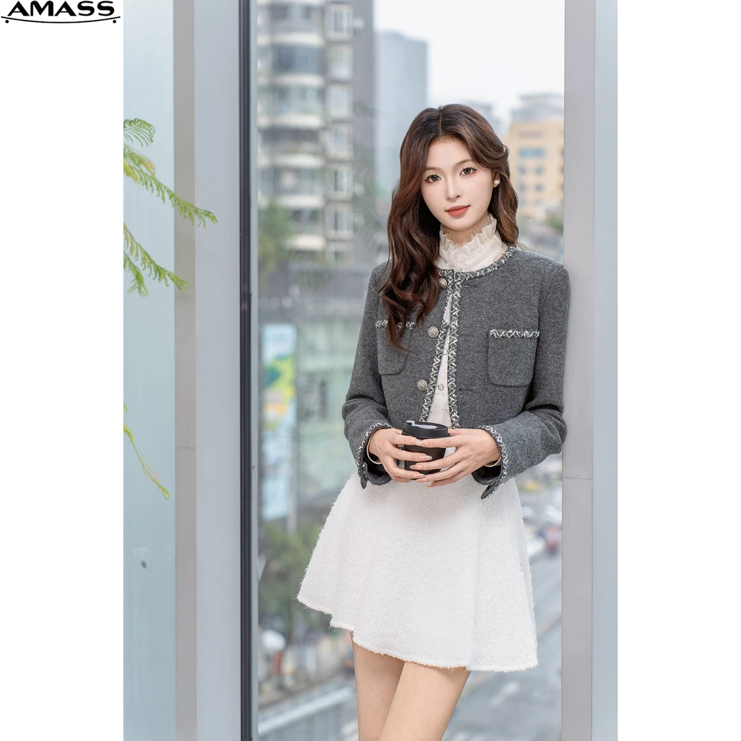AMASS/阿玛施新款千金风气质时尚单排扣小香风秋季女外套 5400627
