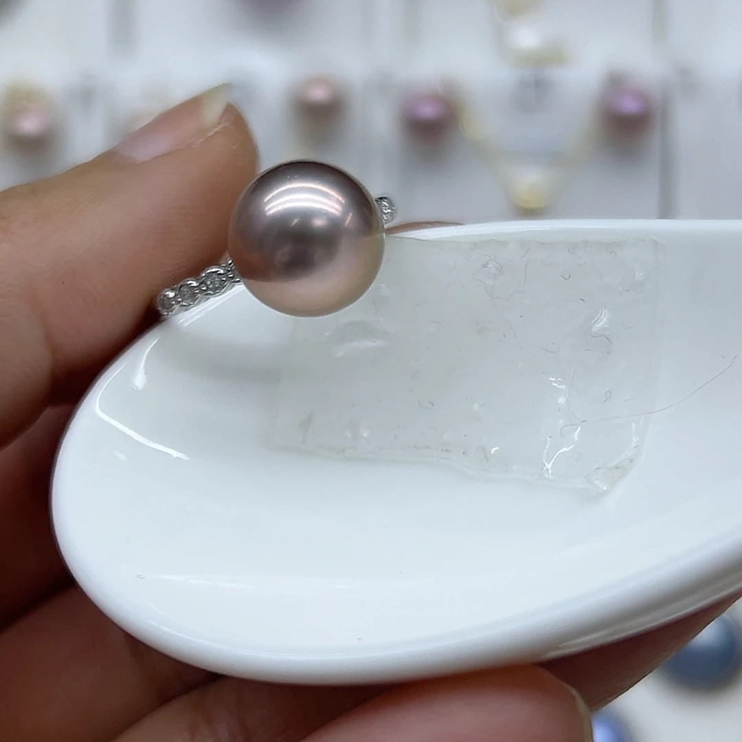 淡水珍珠戒指银S925镶嵌40