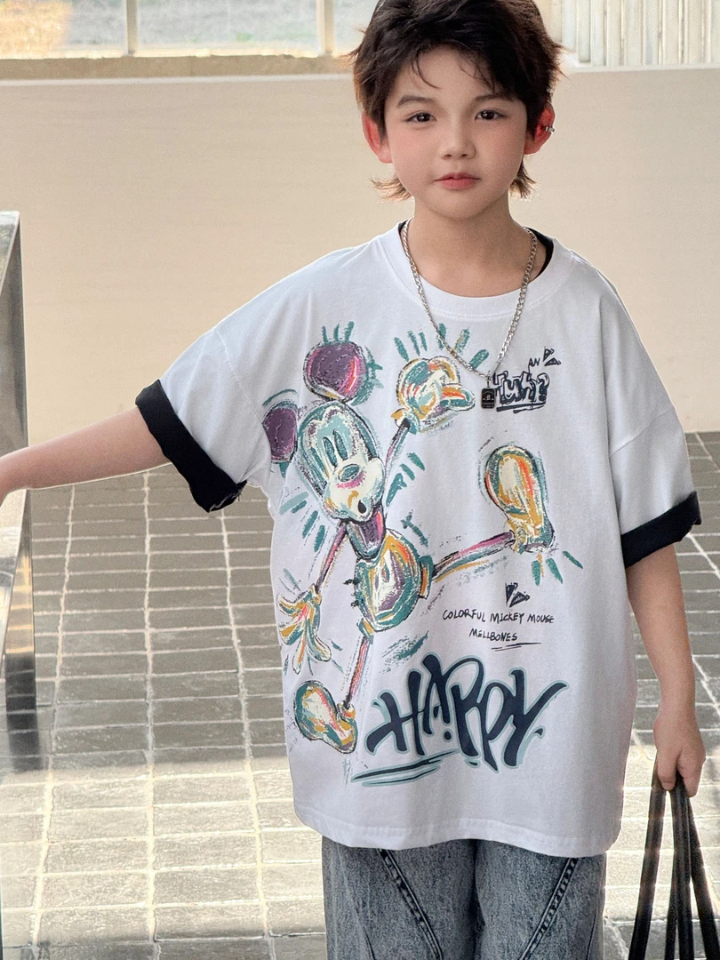 童装男儿童短袖T恤针织百搭2025夏季新款上衣AW2056