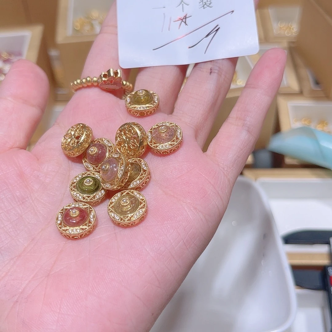 银S925镀金镶嵌珠宝半成品水晶153 。