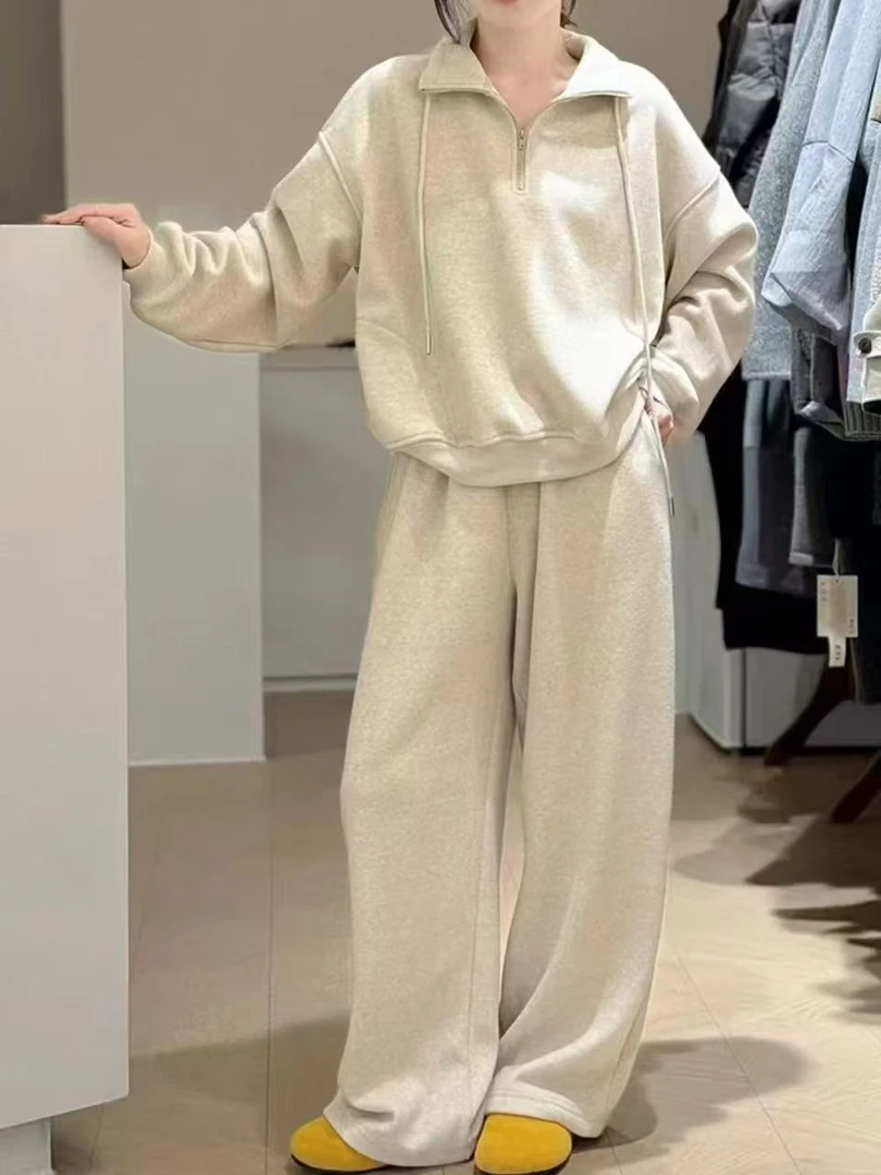 2025年秋冬季新款休闲拉链时尚净版两件套6856