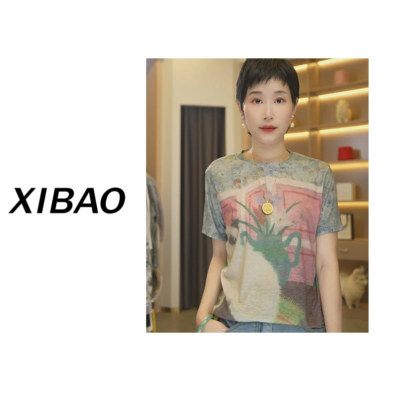 【壁画上的猫】天丝棉超薄透气短袖T恤