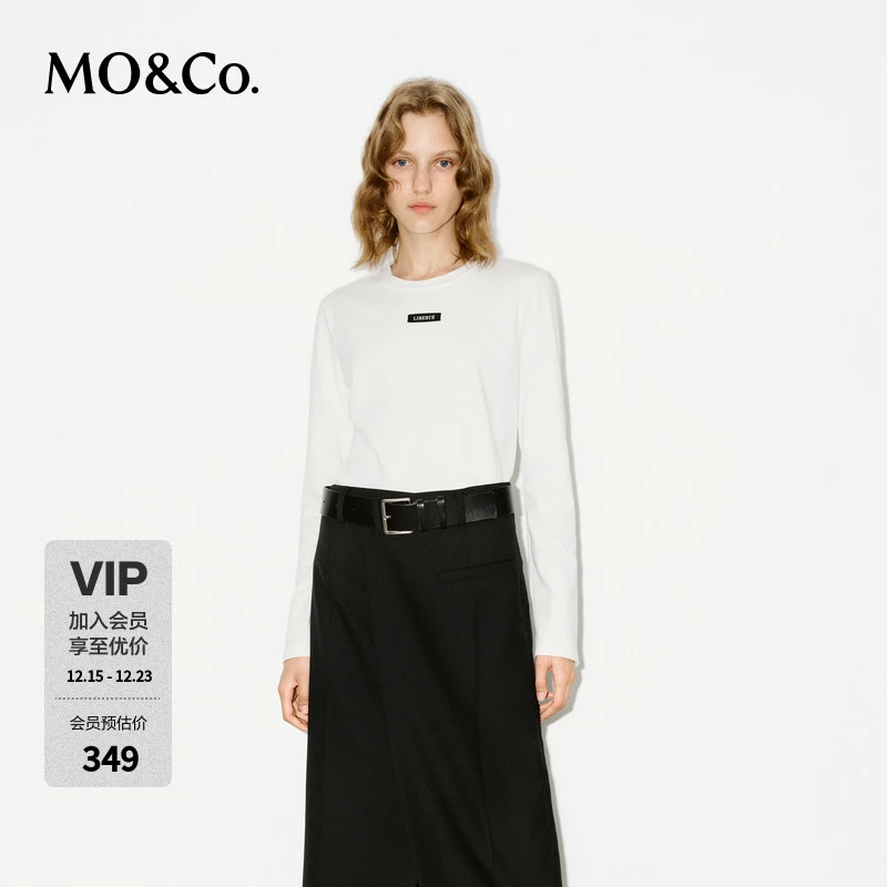 MOCO长袖T恤冬季棉质基础打底合身圆领百搭上衣MBD4TEEK01