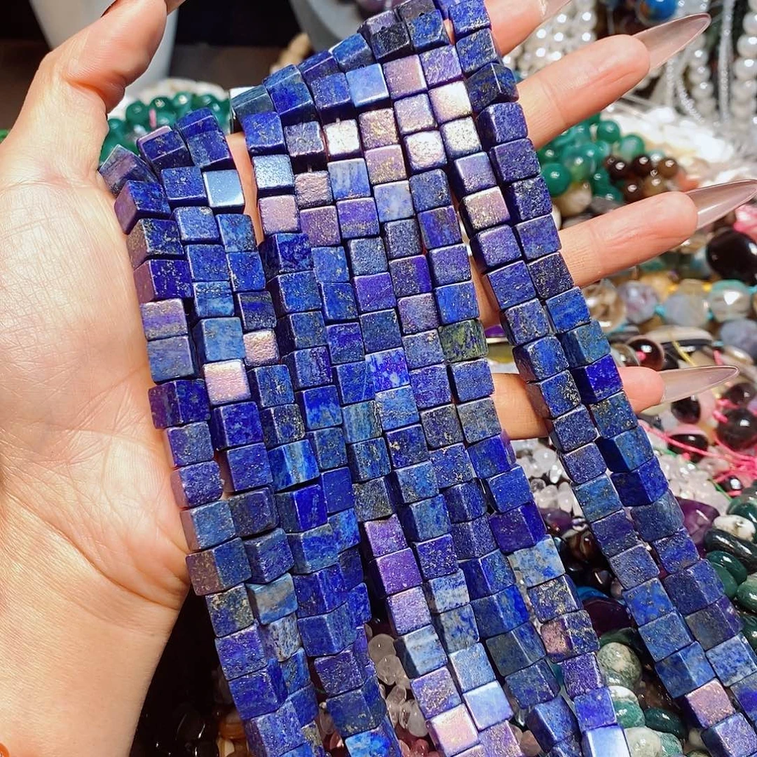 玛瑙/玉髓散珠天然青金方糖8mm一条