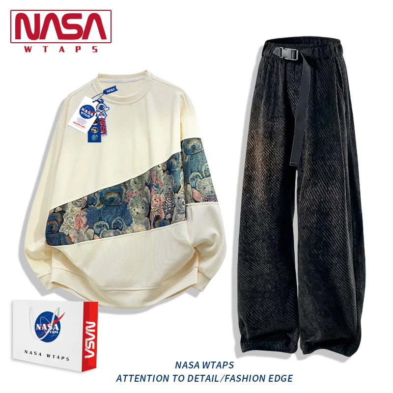NASA WTAPS痞帅男装一整套春秋季新款潮流男孩长袖时尚运动两件套