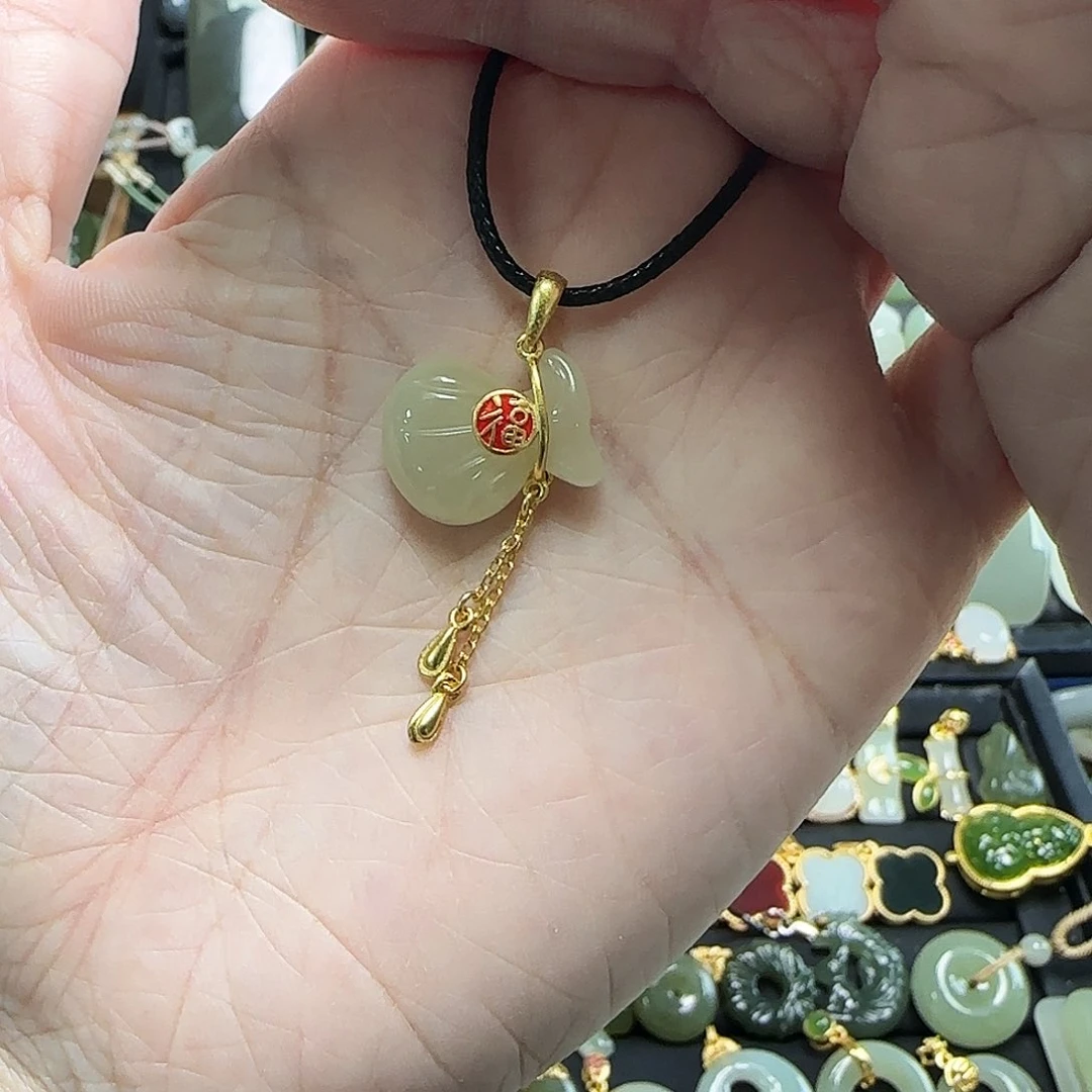 吊坠(不含链)银S925镶嵌和田玉