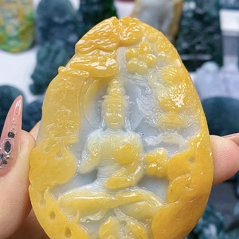 定制翡翠未镶嵌山水观音