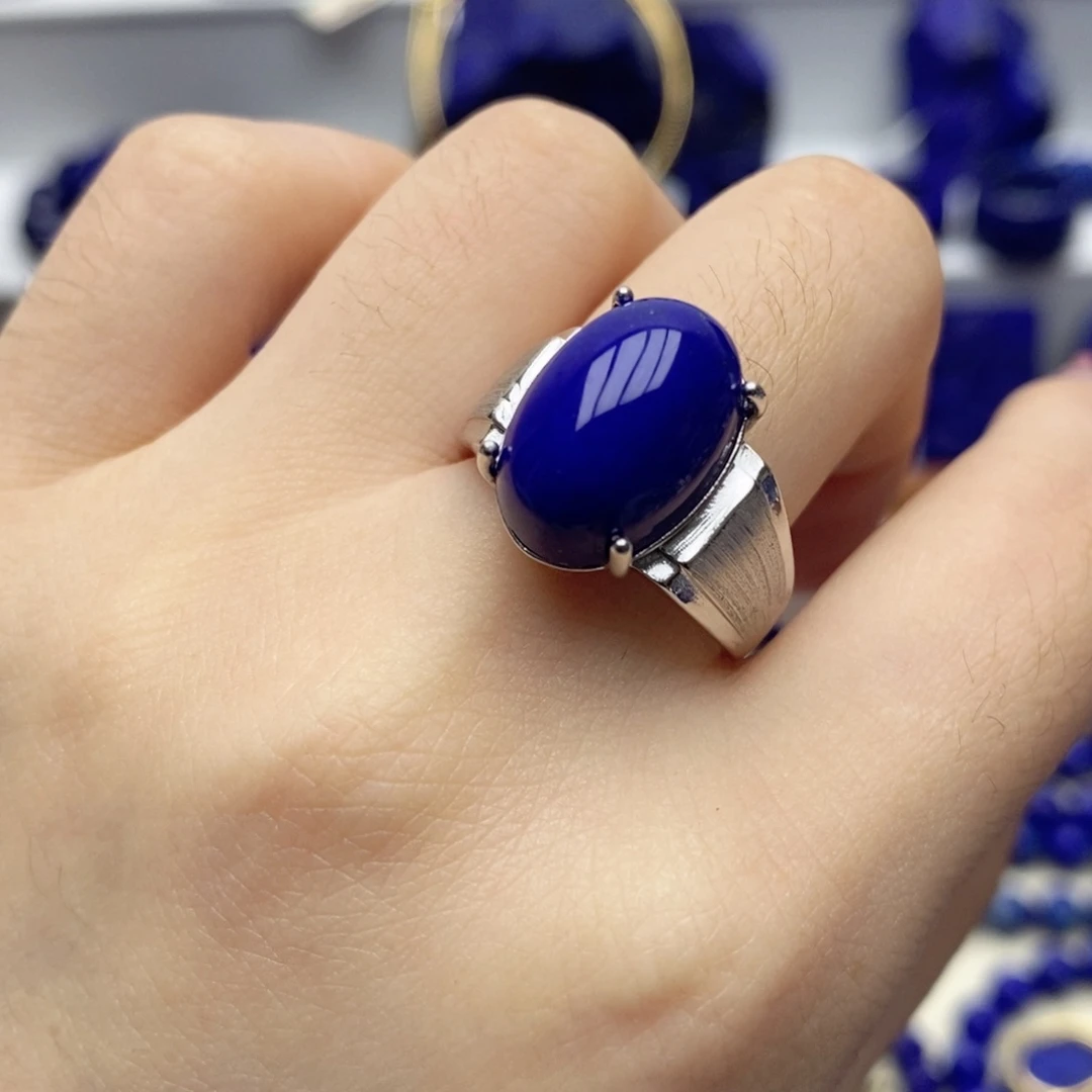 青金石银S925镶嵌戒指