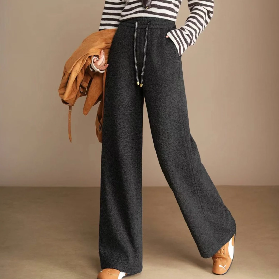 72927毛呢加厚小弯刀阔腿裤