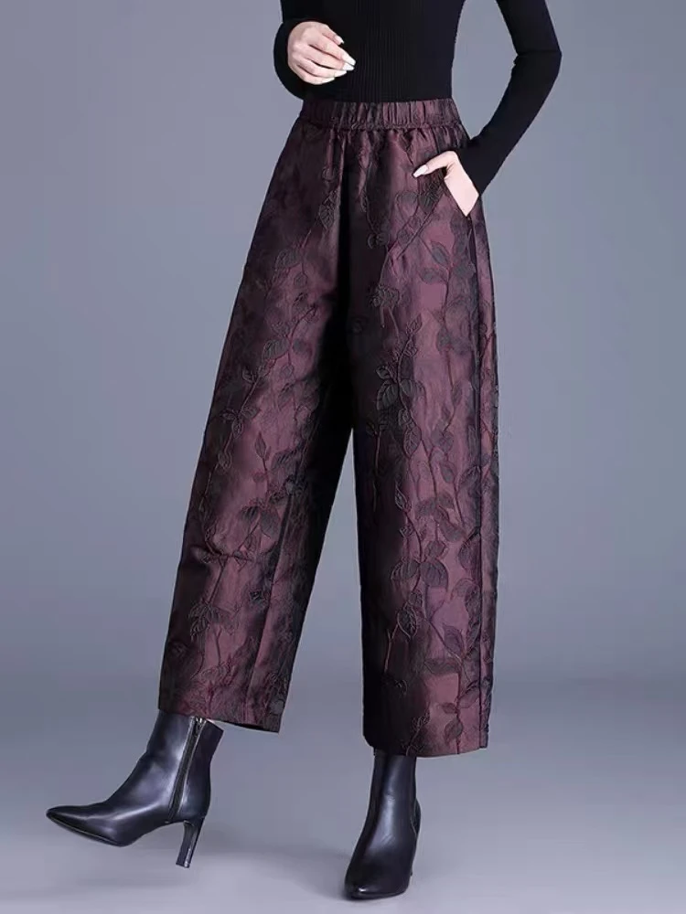 202500097秋冬季新款时尚百搭加绒花苞休闲裤