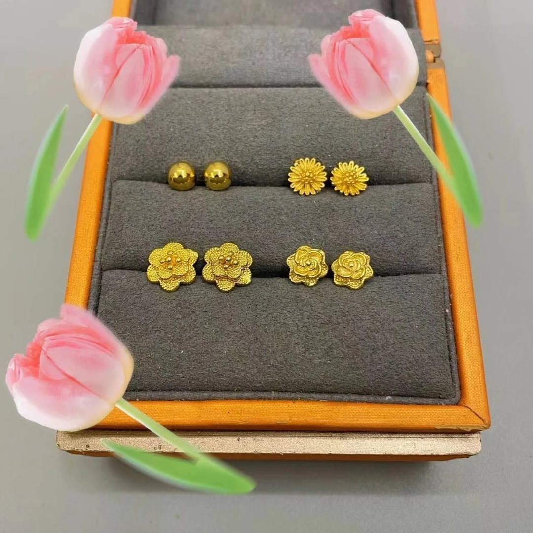 合金耳饰 【雏菊 梅花 玫瑰花 圆珠】时尚精美花朵多款耳钉