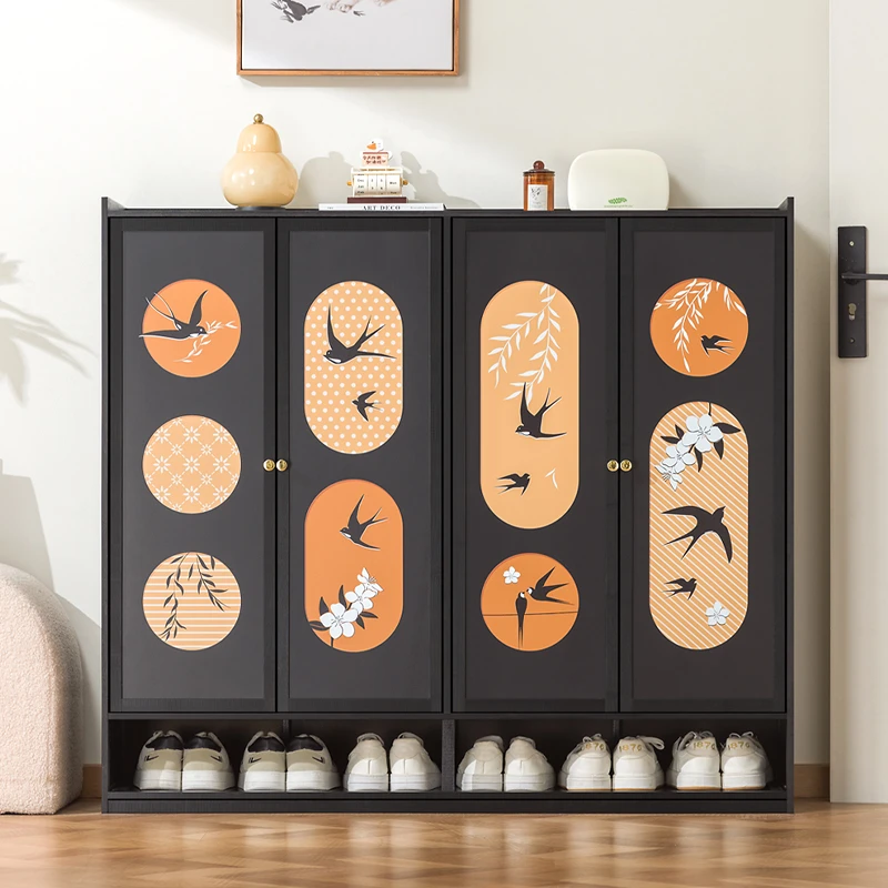 中古风鞋柜家用门口楼道多层入户玄关一体靠墙防尘鞋架储物收纳柜