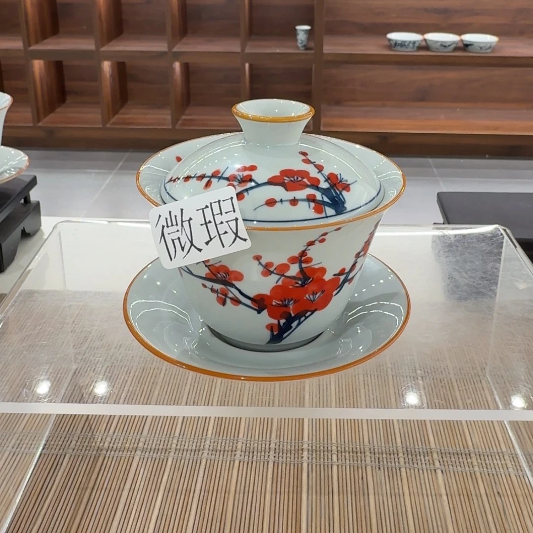 釉下手绘茶具微瑕