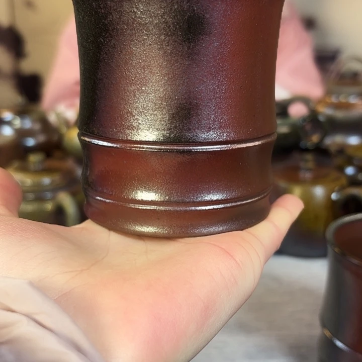 壶常***王柴烧紫砂紫泥杯