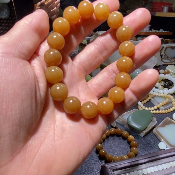 灵***幸和田玉（糖玉）未镶嵌手链