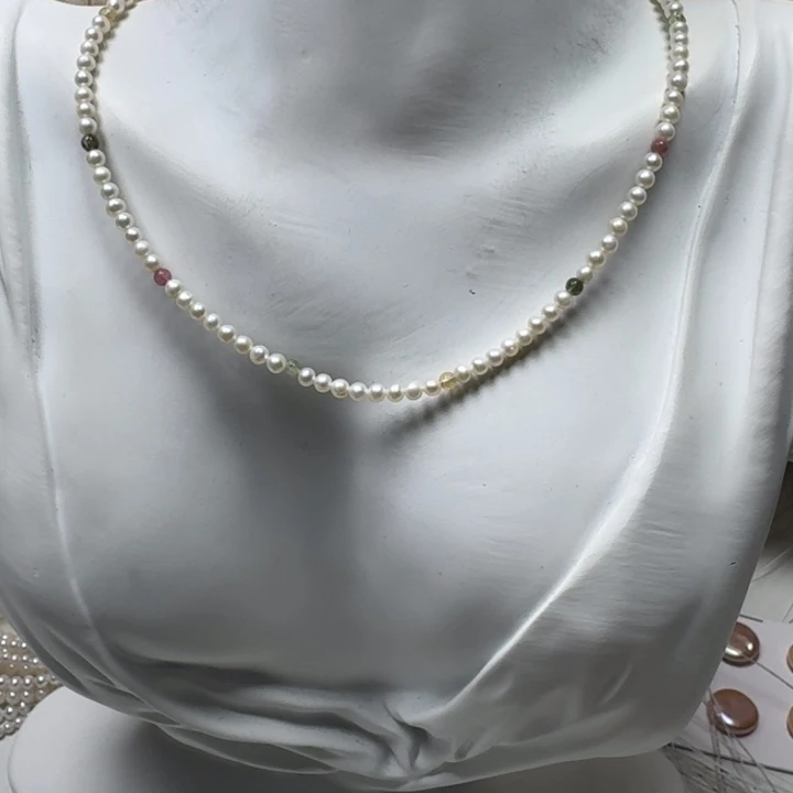 淡水珍珠项链银S925镶嵌