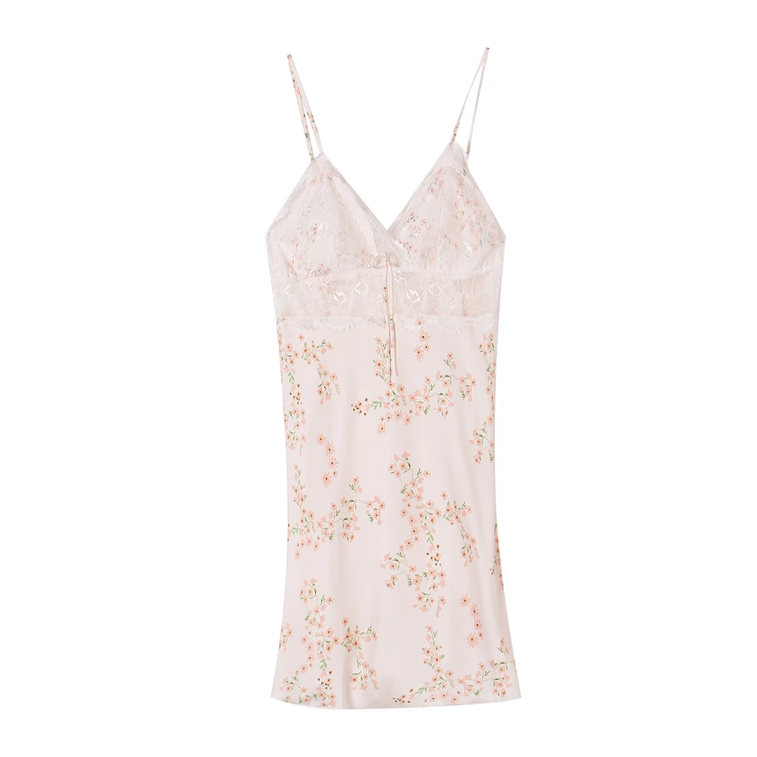 【桃园素锦】甜美冰丝高级感碎花裙-2437