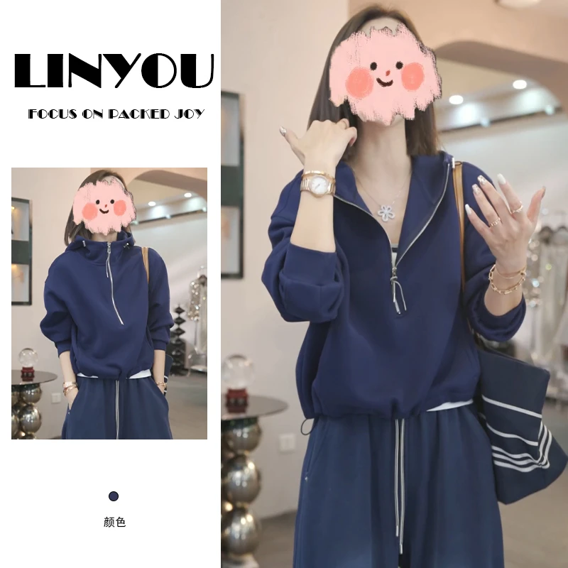 慵懒风连帽卫衣女2025早秋新款时尚气质休闲百搭韩系减龄套头上衣