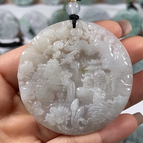 翡翠颈饰未镶嵌山水牌福利