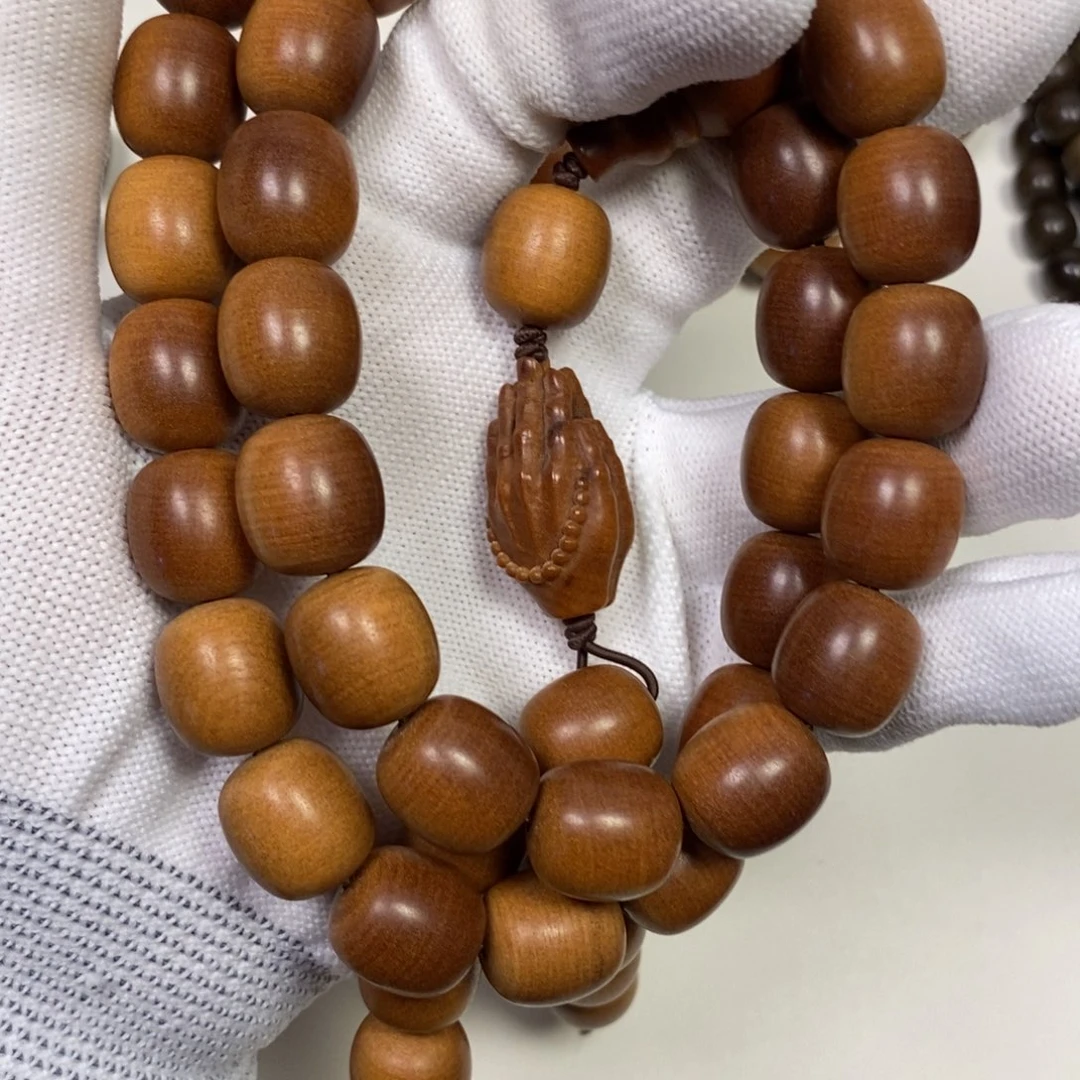 横***刀檀香木老山檀香枣珠沉水奶香手持