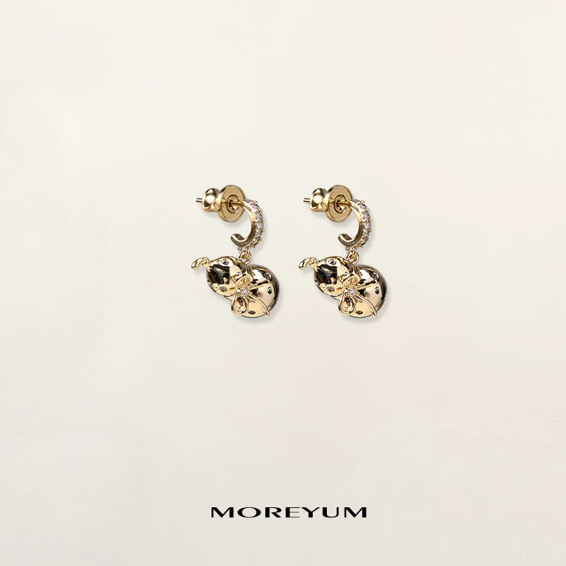 muyang/慕阳 铜合金锆石耳饰 气质时尚简约轻奢精致小葫芦耳钉