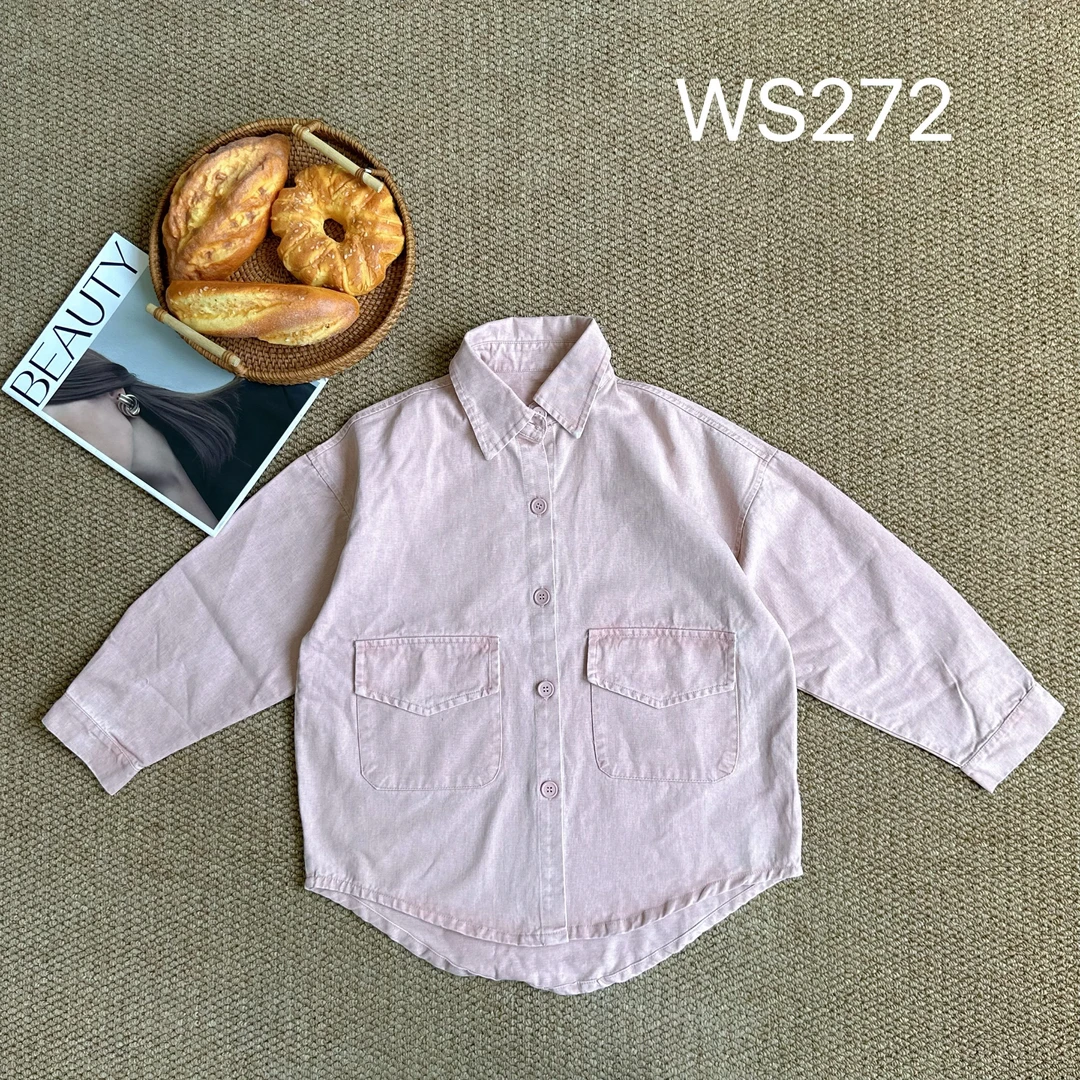 女童牛仔外套2025春秋新款儿童韩版粉色休闲中大童宽松衬衫WS272