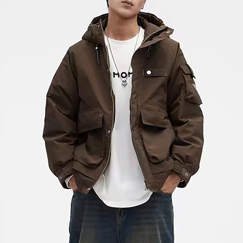 时尚百搭男士冬季蓬松连帽羽绒服