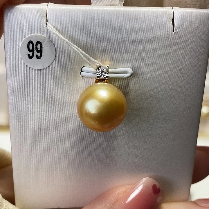 海水珍珠吊坠(不含链)18K金镶嵌草****天