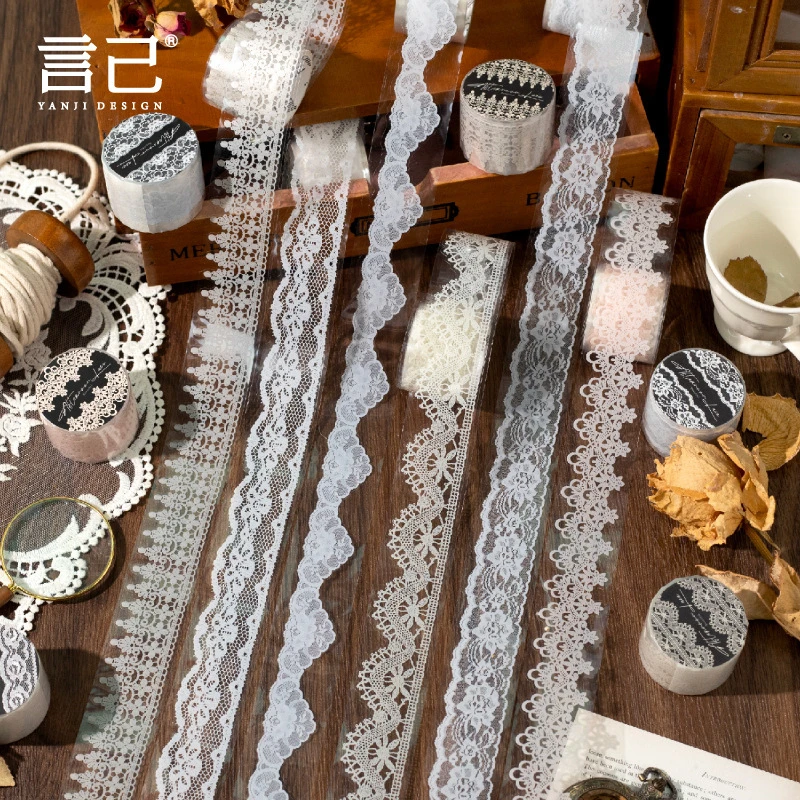 言己PET胶带午后蕾丝系列蕾丝主题手账DIY装饰循环贴6款选
