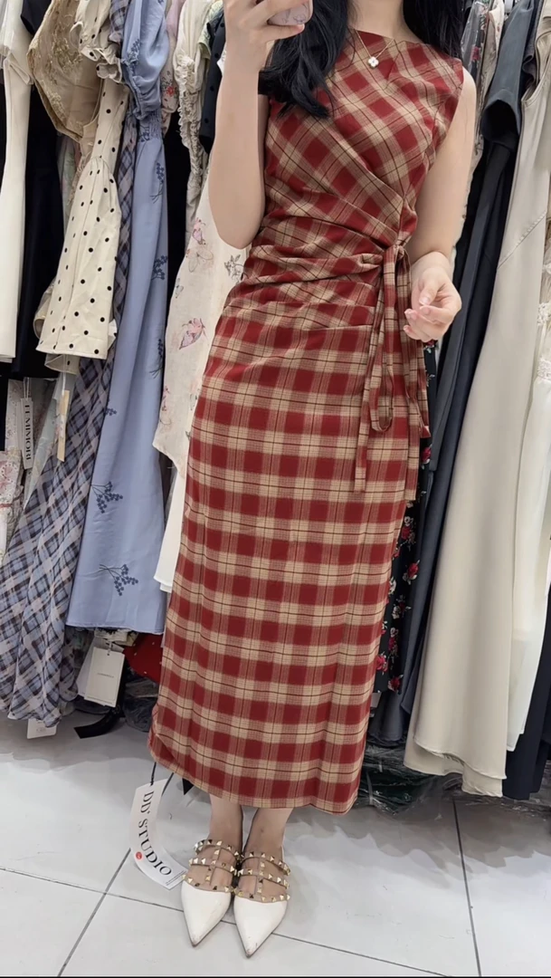 本格定制 格子收腰连衣裙